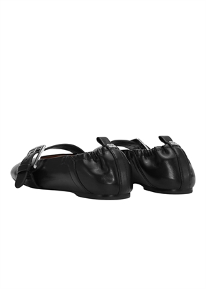Butterfly strap crinkle oleatex ballerina Black S3117 Ganni 